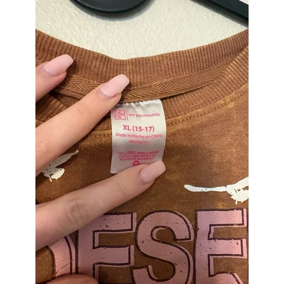 No Boundaries | Burnt Orange Brown Graphic Tee with Distressed Desert Print - Picture 5 of 7